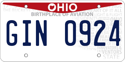 OH license plate GIN0924