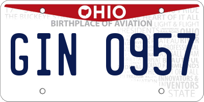 OH license plate GIN0957