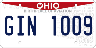 OH license plate GIN1009