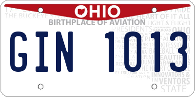 OH license plate GIN1013
