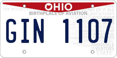 OH license plate GIN1107