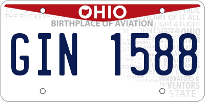 OH license plate GIN1588