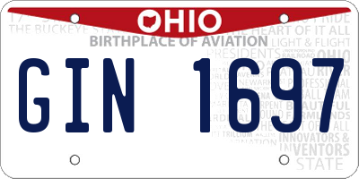 OH license plate GIN1697