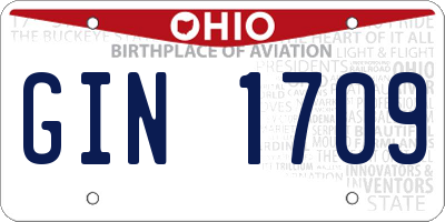 OH license plate GIN1709