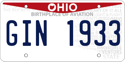 OH license plate GIN1933