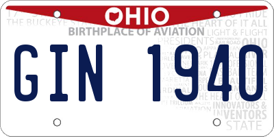 OH license plate GIN1940