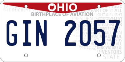 OH license plate GIN2057