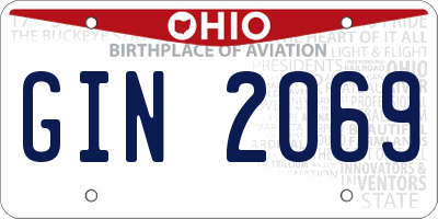 OH license plate GIN2069