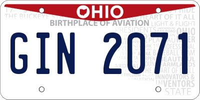 OH license plate GIN2071