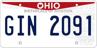 OH license plate GIN2091