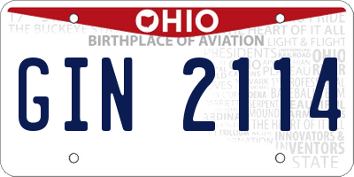OH license plate GIN2114