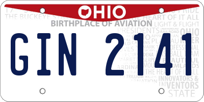 OH license plate GIN2141