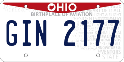 OH license plate GIN2177
