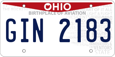 OH license plate GIN2183