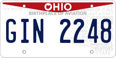OH license plate GIN2248