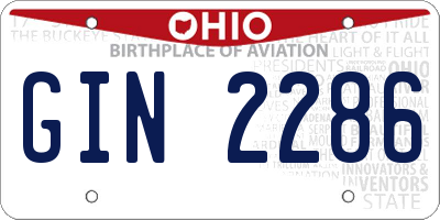 OH license plate GIN2286