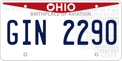 OH license plate GIN2290