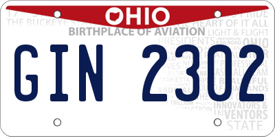OH license plate GIN2302