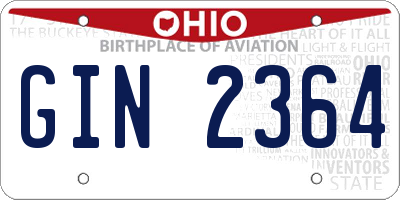 OH license plate GIN2364