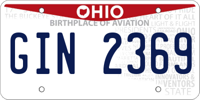 OH license plate GIN2369