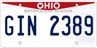 OH license plate GIN2389