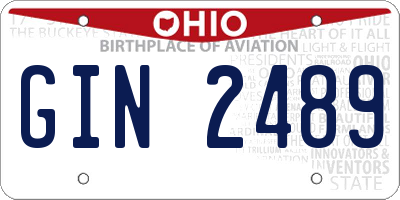 OH license plate GIN2489