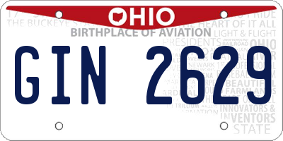 OH license plate GIN2629