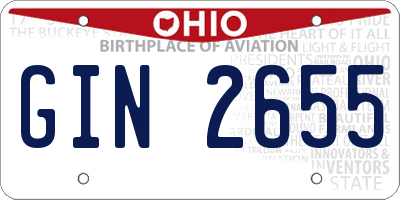 OH license plate GIN2655