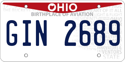 OH license plate GIN2689