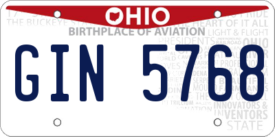OH license plate GIN5768