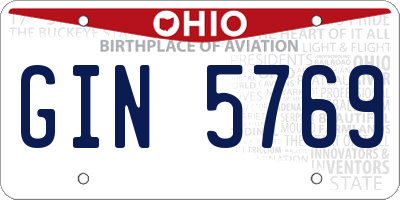 OH license plate GIN5769