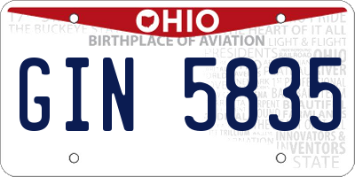 OH license plate GIN5835