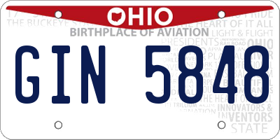 OH license plate GIN5848