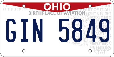 OH license plate GIN5849