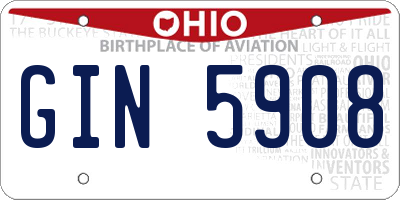 OH license plate GIN5908