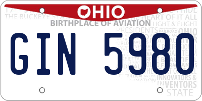 OH license plate GIN5980