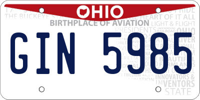 OH license plate GIN5985