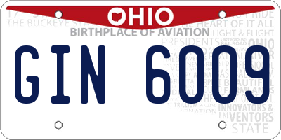 OH license plate GIN6009