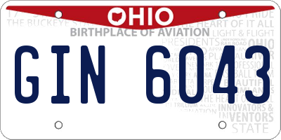 OH license plate GIN6043