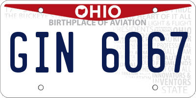 OH license plate GIN6067
