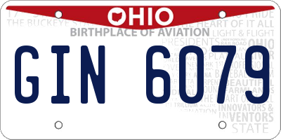 OH license plate GIN6079