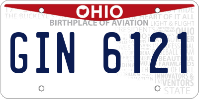 OH license plate GIN6121