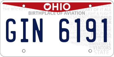 OH license plate GIN6191