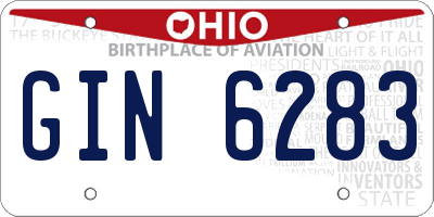 OH license plate GIN6283