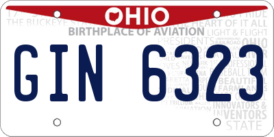 OH license plate GIN6323