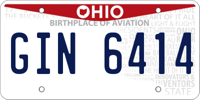 OH license plate GIN6414