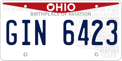 OH license plate GIN6423