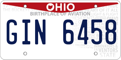 OH license plate GIN6458