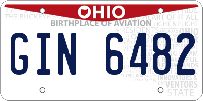 OH license plate GIN6482