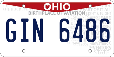 OH license plate GIN6486